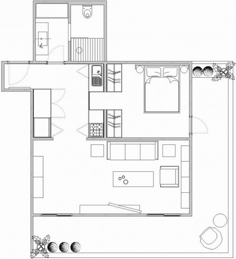 極簡(jiǎn)設(shè)計(jì)方法中創(chuàng)建結(jié)構(gòu)是混合了中世紀(jì)家具及木紋理,創(chuàng)造一個(gè)熱情好客的氛圍。